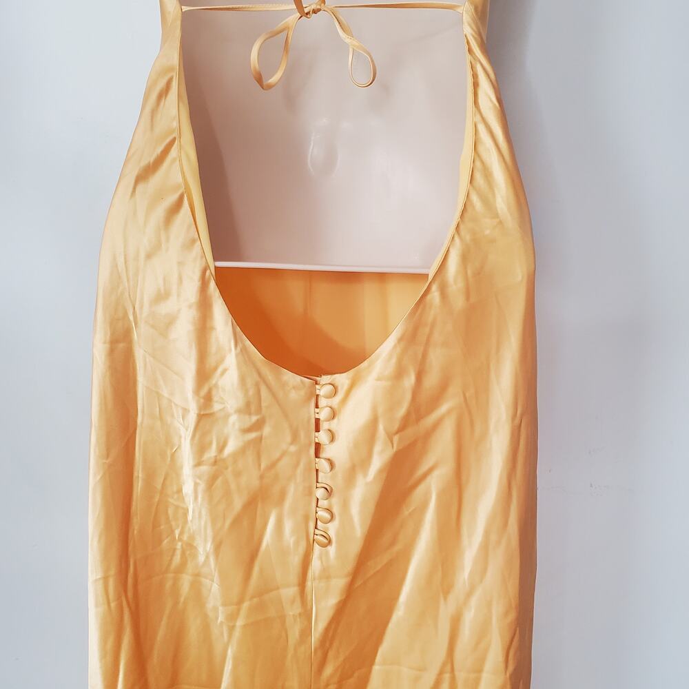 Reformation Jeany Silk Halter Open Back Maxi Dress Sunshine Satin Yellow Size XL - Picture 8 of 15